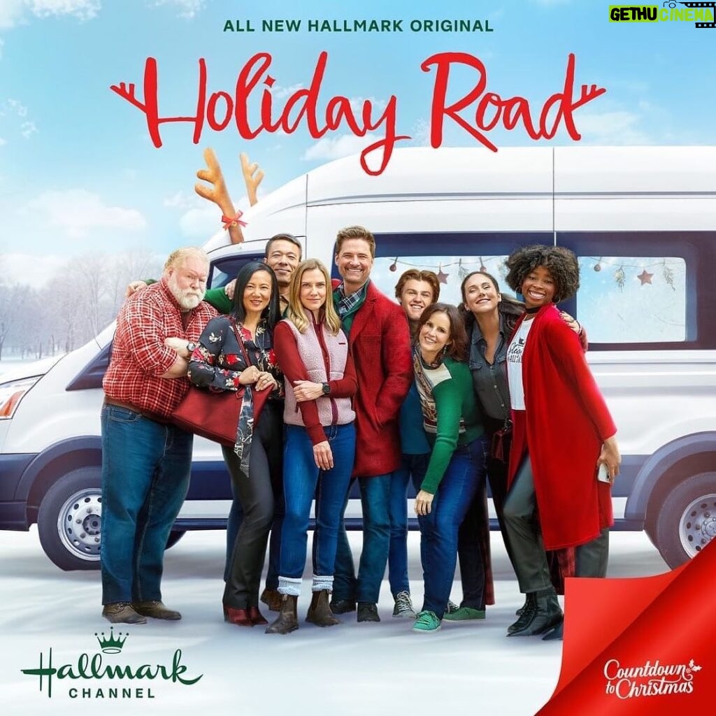 Sara Canning Instagram - If you’d like some road trip shenanigans with your holiday movie, we’re comin’ for ya. This group of people (and other hilarious actors and wonderful crew not pictured,) in a film written by @ginamariamatthews and Grant Scharbo and directed by @realmartinwood made for a lot of me needing to get it together enough to say my lines. Holiday Road premieres Nov. 24 on @hallmarkchannel. @michaelrgold @alexandrecoscas