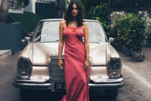 Sara Malakul Lane Instagram - New dress. Old car ⭐️ @poupettestbarth @scottgoldsbury