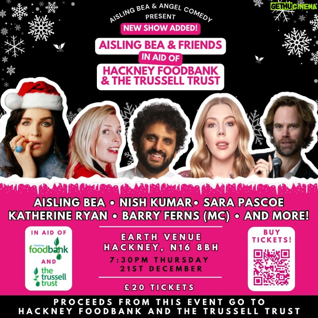 Sara Pascoe Instagram - Don’t miss out! The first show sold out in record time so we’re putting on another brilliant show with @weemissbea in aid of @trusselltrust and @hackneyfoodbank 💖 link in our bio for more info x