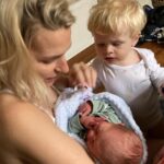 Sara Pascoe Instagram - I’ve been in a hormone hole for three weeks so excuse my lateness- allow me to introduce baby Albie. As a 42 year old infertile woman I can’t believe my luck to have had two children (🙏🏽ivf). I also can’t believe how much washing there is. I’ll see you at gigs later in the year when I’ve stopped crying every three minutes, lots of love ❤️❤️❤️ ps last photo is @steenrasko I think his face sums up the post partum period very well