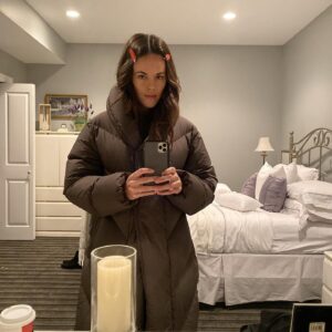 Sarah Butler Instagram - When filming in Canada, never underestimate the value of a good cozy coat! #vancouver #canada #movieset #film #mow #womanontheedgemovie