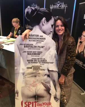 Sarah Butler Instagram - Always nice to bump into myself in Germany. #largerthanlife #memyselfandi #ispitonyourgrave #sarahbutler #weekendofhell #dusseldorf #neuss #germany