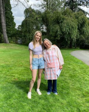 Sarah Dugdale Instagram - Lizzie and Connie may butt heads in Virgin River but on set it’s nothing but smiles with Nicola Cavendish 🙂