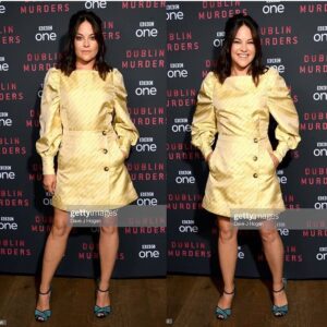 Sarah Greene Instagram - Had such fun yesterday at the screening of @dublinmurders  Thank you to these amazing people @fredericalovellpank for styling @justinejenkins for my face @fabiopetri for my hairs and @publiceyecomms for looking after me so well ❤️ It takes a village ❤️Coming to your screens v v soon.  Dress @baumundpferdgarten  Shoes @rupertsanderson  Jewels @monicavinader #dublinmurders #bbc1 #starz