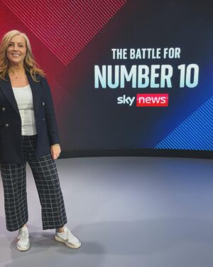 Sarah-Jane Mee Instagram - #BattleForNumber10 so proud of what @skynews did last night - we went big and we went bold…not like us is it 😉
@bethrigbysky quite rightly getting all the plaudits (back down to Earth with a bump and back to the campaign trail this morning!😵‍💫) but there were so many people behind the scenes that GRAFTED to pull this off.  WHAT A TEAM.
Feeling particularly proud that my U.K. Tonight gang were so integral @lcp38 running the show with @neal__walker @itsoliviamay_
My Grimsby gals @hollygreen19 @emilykatehulme behind much of the build up to the main event 👏🏻
And finally Grimsby you were as always the best - our audience bringing the 💥💥💥💥 
21 days to go! #GE2024