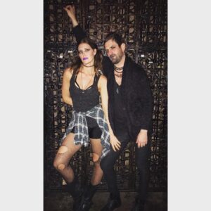 Sarah Lancaster Instagram - P A R E N T S  N I G H T  OUT #DaneTurns40TurnsGoth? 🕷