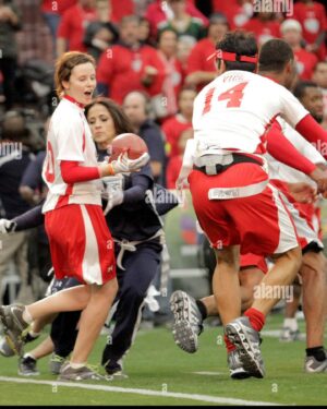 Sarah Ramos Instagram - When I was 18, I was invited to the Super Bowl to play in this celebrity game????? Instead of strategizing about whether or not this was a wise career move for a potential starlet, I put on as much unflattering athletic wear as possible and did what comes most natural to me: played football! I actually saw a lot of action sports-wise (touchdown, ball throwing and catching, running, celebratory dance, high five) AND having-the-camera-on-me-wise. Good thing the photographer extensively captured my participation in this event. Wouldn’t want to not be photographed doing any of this. Later that night I attended a Playboy party and drank so much I had to go to urgent care. #juststarletthings