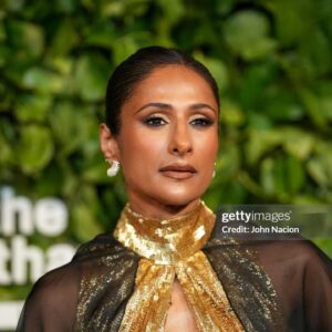 Sarayu Blue Instagram - Last night we had the honor of celebrating @thumbelulu at the Inaugural #GothamTVAwards. Lulu received the Spotlight Tribute Award and anyone who’s seen her work, knows why. It’s undeniable to see how much love she puts into every frame. And it’s also clear how much care she put into building a world led primarily by women, and the API Community- both in front of and behind the camera. I know the gift that a director with that kind of passion, and intentional approach to filmmaking is, and thankfully I know it firsthand.

As always, I owe an enormous debt of gratitude to truly one of the most magnificent, kind, brilliant glam squads a person could ask for. They elevate me literally and figuratively, and I remain eternally in awe of their talents. 🖤✨

Styling: @jasonrembert 
Asst: @ww.ilt x @thestylistguy 
Hair: @cnaselli 
Makeup: @tuddynana 
Dress: @georgeschakraofficial 

#Expats
