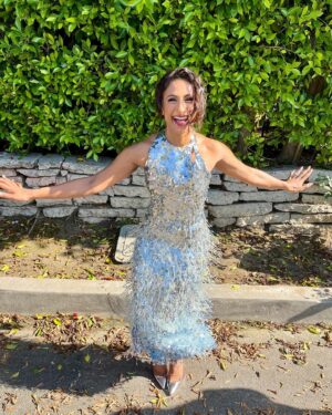 Sarayu Blue Instagram - Let’s hear it for the dress. And for the boy. I love them both, but only one always laughs at my bad jokes. 🩶✨🩶💫

Styling: @jasonrembert 
Asst: @ww.ilt 
Hair: @eduardomendezhair 
Makeup: @theginagmakeup 
Dress: @lanvin