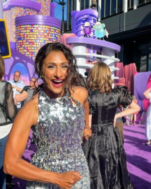 Sarayu Blue Instagram - Happy #InsideOut2 Day!! 

Meet Margie!! When Shakespeare wrote, “though she be but little, she is fierce,” I’m pretty sure he was talking about Margie. 

I was beyond thrilled to be among this WILDLY talented cast, and to be a li’l part of such a hilarious, heartfelt, and heartwarming movie. Can’t wait for you all to see it!! 😍💜

#InsideOut2

Styling: @jasonrembert 
Asst: @ww.ilt 
Hair: @eduardomendezhair 
Makeup: @theginagmakeup 
Dress: @lanvin