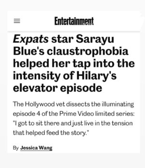 Sarayu Blue Instagram - I could have talked to #JessicaWang from @entertainmentweekly for hours! Her insights into Hilary and #Expats was revelatory even for me! 

Thank you Jessica for this thoughtful and profound conversation about the relationship between Hilary & her mother, how we can so often abandon ourselves, Hilary’s transformation, and the immense gift of being able to tap into my feelings in a safe and supportive environment.

Link to full article in bio. 

#Expats #FYC