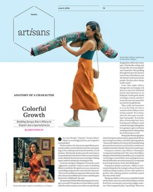 Sarayu Blue Instagram - Thank you @variety & @jazzt21 for this stunning piece about the anatomy of Hilary. 

I love diving into the specific details of Hilary’s intricate journey. I always find it captivating to play, and unpack, complex, dimensional woman going through the mess and growing through the mess. 

But what made this piece more special to me was the processes of our brilliant wardrobe designer, @malgosia_turzanska, our exquisite DP, @annafranquesasolano, and of course, the genius who brought it all together, @thumbelulu. 

It’s not lost on me that bringing a character to life is a team effort. It takes a village of creatives to shape a whole human and their world. And I’m eternally indebted to the impeccable team of artists who built, shaped, and filled in the colors, of the many layers of Hilary. 🧡✨

Link to online piece in bio. 

#Expats #FYC