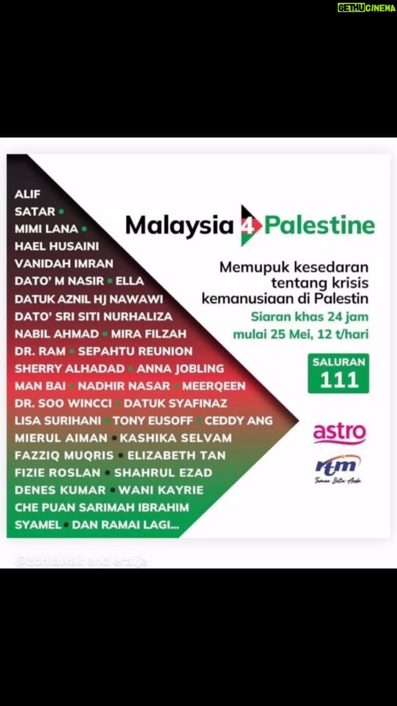 Sarimah Ibrahim Instagram - I am honoured to be part of this 24 hour fundraiser on Channel 111 starting 12pm tommorrow... Ceasefire Now! 🤲🏻🤲🏻❤️‍🩹 Please RT / share this 🤲🏻 Let's raise some $ to help the innocent people esp children of Gaza who need emergency help! @officialhlive @astromalaysia @rtm_malaysia @astrogempak @meletop #Malaysia4Palestine ❤️