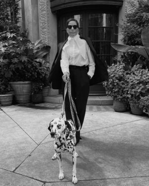 Sarita Choudhury Instagram - Le Smoking | for @kallmeyerofficial SS24 presentation 

Photographed & styled by @caitlinburkenyc, makeup direction by @moizalladina, assisted by @tyler.lee.sparling with @ali.shco’s dog.