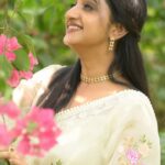 Saritha Jayasurya Instagram - Off white Organza Saree with floral embroidery. WhatsApp on 8943005544 for more enquiries!
