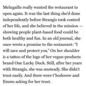 Sarma Melngailis Instagram - Much more to say about this story (link in bio), from which a lot was left out. Facts and truth matter. 

I moved back to NY to re-open, trusted someone who demanded my trust, it’s gone sideways. The story says that I now “don’t seem so sure about the project either” … not true. I’m wildly, fiercely sure. I also know how many ppl want it back too, and what it means—how important it is—on many levels. Chodorow said I could buy him out of the lease “but it’s going to be expensive” then gave me a proposal (not in this story) so crazy as to deter any other investor. Why not just be fair and reasonable? Why not get paid, and let me do this? 

My post here on August 13th… the comments say so much. @purefoodandwine is supposed to come back. @oneluckyduck too. I *know* this. 

My saying these two don’t give a shit about clean food may be wrong… who knows. It doesn’t matter. I am not going away. I might feel weakened and run down by all this, but I’ve proven my strength to keep going before. 

Bringing @purefoodandwine back in the same space, with all its good vibes, is profoundly meaningful, and also would mean that the monster I call Mr Fox did not win. He didn’t succeed in destroying something beloved, or me. 

I have loads more to say. And I have “receipts” … meaning I can back it all up. 

Please. Let. Me.  Do. This. 

***
Pic in which @oneluckyrescuedog looks like a champion by @jeffbrownjeffbrown. Song by @cityofthesun @cityofthejohn because I love them. I included comment by @allensalkin because he knew I’d be frustrated by the story one way or another, a story I thought was going to be quick and out in September. All I can do is trust that timing is up to greater forces. 

If I can get to it, will write a much more detailed response on my website or Patreon, complete with receipts. F*ck it. Facts matter. 

To those who’ve helped me along the way… endless gratitude. Still, I could use some big guns (metaphorically). 

Please read the full story, link in my bio. 

I love you *all*. 
💓✨🙏🏻🦆🌱🐾

[takes deep breath, looks at Leon, hits OK button] 

LOVE > fear