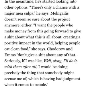 Sarma Melngailis Instagram - Much more to say about this story (link in bio), from which a lot was left out. Facts and truth matter. 

I moved back to NY to re-open, trusted someone who demanded my trust, it’s gone sideways. The story says that I now “don’t seem so sure about the project either” … not true. I’m wildly, fiercely sure. I also know how many ppl want it back too, and what it means—how important it is—on many levels. Chodorow said I could buy him out of the lease “but it’s going to be expensive” then gave me a proposal (not in this story) so crazy as to deter any other investor. Why not just be fair and reasonable? Why not get paid, and let me do this? 

My post here on August 13th… the comments say so much. @purefoodandwine is supposed to come back. @oneluckyduck too. I *know* this. 

My saying these two don’t give a shit about clean food may be wrong… who knows. It doesn’t matter. I am not going away. I might feel weakened and run down by all this, but I’ve proven my strength to keep going before. 

Bringing @purefoodandwine back in the same space, with all its good vibes, is profoundly meaningful, and also would mean that the monster I call Mr Fox did not win. He didn’t succeed in destroying something beloved, or me. 

I have loads more to say. And I have “receipts” … meaning I can back it all up. 

Please. Let. Me.  Do. This. 

***
Pic in which @oneluckyrescuedog looks like a champion by @jeffbrownjeffbrown. Song by @cityofthesun @cityofthejohn because I love them. I included comment by @allensalkin because he knew I’d be frustrated by the story one way or another, a story I thought was going to be quick and out in September. All I can do is trust that timing is up to greater forces. 

If I can get to it, will write a much more detailed response on my website or Patreon, complete with receipts. F*ck it. Facts matter. 

To those who’ve helped me along the way… endless gratitude. Still, I could use some big guns (metaphorically). 

Please read the full story, link in my bio. 

I love you *all*. 
💓✨🙏🏻🦆🌱🐾

[takes deep breath, looks at Leon, hits OK button] 

LOVE > fear
