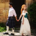 Sasha Alsberg Instagram - We cosplayed Klara & Callum in preparation for Fracturing Fate (the sequel to Breaking Time) at the wonderful @manorandmaker in France this week! ✨ ☁️ dreams do come true (thanks to @manorandmaker) ☁️ Fracturing Fate comes out August 15th and I cannot WAIT for you all to see where their journey continues (or ends 🫢) 💕 @manorandmaker have retreats just like this one for all to enjoy! Check out their website for more information! 👗 by the amazing Sara from @manorandmaker 🏴󠁧󠁢󠁳󠁣󠁴󠁿 kilt (borrowed) from @cre8vman 🕺 @gordonjuice 📷 by @cre8vman 📖 by me 😊 👩🏻‍🦰 by @halohairextensions #France #dordogne #manorandmaker #creativeretreat #visitfrance #chateaulife #summerholiday #cottagecore #projectred #fracturingfate #breakingtime #scotland #meninkilts #romancenovel #yafantasy