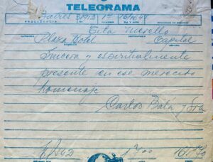 Sebastián De Caro Instagram - Objetos de Tita Merello (colección personal) recibo de joyas, tres telegramas de Bala y señora, Libertad Leblanc y Juan Carlos Calabro. Manuscritos de Tita y una carta para ella de Eva Franco. #titamerello