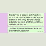 Self Esteem Instagram - I could write a ten part Netflix essay series about what this show and process has meant to me. Coming out of the whirlwind of PP pretty broken, unwell and very emotionally low and going into such a safe space has truly changed and saved me. Every single human I have met on this job has been loving, kind, supportive and quite honestly hilarious. I don’t think I’ve ever been more myself in my life. Honestly it’s been that beautiful. To the cast, crew, wham, creative team, front of house and even the chap who finally fixed my toilet: THANK YOU. I truly hope I do more theatre - acting has really soothed a part of me that has so many emotions and not enough places to put them. Special shout out to @feinbyme for his patience and belief in me. And to Jake @jakeshears who could not have been more perfect in this role and as a friend to go through this process with. I love that your emcee and my Sally have really seen some shit. It’s been an honour to work with you. I am bereft to be leaving Sally behind but let’s be real she’s lived on in Self Esteem long before this and will live on and on as I go into the next era. Thank you all for your kind words and gifts and support. I’m honesty a fucking mess and it’s not even ten am yet. AND AS FOR ME. Sally forever. 💚