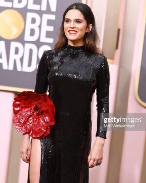 Sepideh Moafi Instagram - Last night the @appletvplus Black Bird family reunited to celebrate our Golden Globe nomination for best limited series, as well best performance nomination for @taron.egerton & a win for @paulwhausergram, one of the most humble, talented & deserving people on this planet. I looked around our massively talented table. I look a few tables over & I see Steven Spielberg & Angela Basset & so many others I’ve grown up admiring. How did this happen? These moments of celebration come after years and years of hard work & never giving up through life & career challenges, sure, but I never fool myself into thinking I’m more special than anyone else out there who’s just as hard working & talented & perseveres no matter what. I often ask myself, why me?
So many of my parents’ closest friends and family were murdered by the Islamic Republic. In 1984 my parents were forced to flee Iran. They spent years with my sister moving from refugee camp to refugee camp all over Turkey & Germany. I was born in one of those camps in Germany. We were finally able to come to the U.S. & build a home that resembled home, but never fully felt like home. 

Moments where I feel undeserving or ask why me I hear my mothers voice: “don’t ask why, just say thank you.”

Please look at the last slides for the story behind the dress. 
🙏🏽✨

Art is resistance & resistance is Art. 

TEAM 🙏🏽❤️‍🔥

👗 @amirtaghicollection 
🎨 @hausofmilad 
💇🏽‍♀️ @rena.calhoun 
💄 @danadelaney 
👠 @jimmychoo 
💍 @rahaminovdiamonds 
💎 @neillane 
💆🏽‍♀️ @kikiyurskin @detoxbyrebecca 
💅🏼 @sima.nail.artist 
Styling @kevinmichaelericson 
All 📸 via @gettyimages 
🙏🏽 @goldenglobes 
🙏🏽🌹 to @amandajpel @rscapellan & @teamid