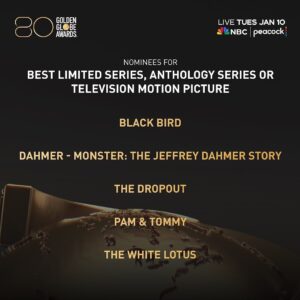 Sepideh Moafi Instagram - Thank you @goldenglobes for the THREE (❣️) #GoldenGlobe nominations for @appletvplus #BlackBird. 

* Best Television Limited Series, Anthology Series, or Motion Picture Made for Television — Black Bird

* Best Performance by an Actor in a Limited Series, Anthology Series, or a Motion Picture Made for Television — Taron Egerton @taron.egerton 

* Best Performance by an Actor in a Supporting Role in a Limited Series, Anthology Series, or Motion Picture Made for Television — Paul Walter Hauser @paulwhausergram 

A dream cast, creative & production team. Love you all. So proud to be part of this masterpiece. Congrats to everyone involved.🥹🖤🦅

The 80th Annual Golden Globe Awards will be held on Tuesday, January 10, 2023 at 8 p.m. ET/5 p.m. PT on @nbc & @peacocktv 

In loving memory of Ray Liotta. ❤️‍🩹