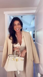 Serinda Swan Instagram - Final touches before press day w @audible Hair @rickyfraserhair Mua @grace_phillips Dress @majeparis Coat vintage @ralphlauren