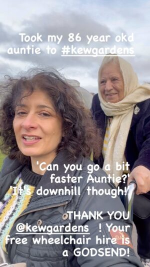 Shappi Khorsandi Instagram - GORGEOUS time @kewgardens with my beautiful Auntie, my funniest, sharpest most brilliant relative (sorry to you other Khorsandis, but Ameh is THE BEST!) 
#access #accessability #kewgardens #octogenariansrule
#funnyinfarsi