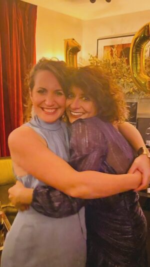 Shappi Khorsandi Instagram - Friend Dates are the best! 
In January I promised myself at least a year of no dating or bonking...(I slipped up once, with a friend I trust. It was medicinal!) Being consciously single, as in growing to regard it as a beautiful state to protect and not a temporary one with a 'vacancy' ...has given me the joyous space to make incredible new friends and spending meaningful time with old ones.  Of course it's been lonely sometimes but it has also meant really and truly finding out where my boundaries and needs are. I didn't before, I went headlong into things and ended up hurting people and being hurt on repeat. A painful energy drain. The freedom to indulge myself in friendships the way I did when I was a kid IS A JOY! (This is @prw33 who is an incredible woman I met a few weeks ago and demanded she be my  friend. 🥳) #newfriends #femalefriendships 
#christmasparty