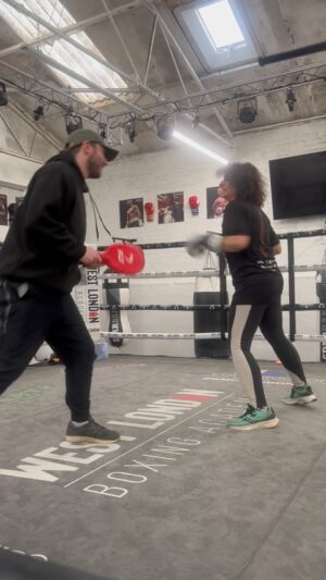 Shappi Khorsandi Instagram - Only my second day @westlondon_boxingacademy with brilliant Joe....but gimme six months and I'll fight the lot of you! #boxing
#midlifefitness 
#shapchat
