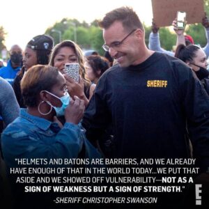Shar Jackson Instagram - Reposted from @enews Sheriff Christopher Swanson recently went viral for  dropping his weapons and marching with protesters in Flint, MI. In our exclusive interview, he explains exactly why he did it—at the link in our bio. (📷: Jake May/The Flint Journal via AP)