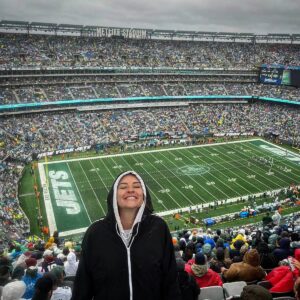 Sharni Layton Instagram - Thanks for the $h!  weather NY 😂 We toughed out the Jets game anyway!!! Bloody loved it. Atmosphere off its head, even with the rain... @nyjets #JetsPatriots @sirnukesalot