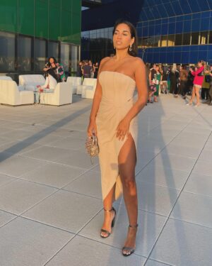 Sharon Carpenter Instagram - Remaining neutral… 
@veganwomenssummit welcome reception
Dress: @kaiane_designs 
Styled by @bella_sophia_jewels @pr_solo 
Purse: @verano_hill 
Jewelry: @bella_sophia_jewels