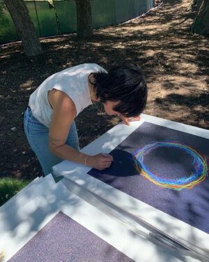 Sharon Van Etten Instagram - At our show in Austin, last month, I had the pleasure of working with @Soundwaves_Art and artist Tim Wakefield to create these beautiful pieces created from the sound waves of “Every Time The Sun Comes Up.” I signed a limited-run of these canvases, and we’re donating 100% of the profits to @anewwayoflifela, an organization that I care deeply about, and which we have been supporting across the #WildHeartsTour. You can get a print, if you fancy, at the link in bio.