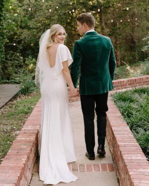 Shelby Wulfert Instagram - 1 week as Mrs. Adams 🥰 look at my cute husband y’all! 

We are so grateful to everyone who helped make our wedding a fairy tale dream ✨💛

Photographer: @natalienicolephoto 
Venue: @chateauhiddenwood 
Wedding Planner: @chapelofm 
Catering: @brightboxfoods 
Hair: @meghanmcnameebeautydtx 
Make Up: @ashleymariedoesmakeup
Dress: @bhldn @jennyyoonyc