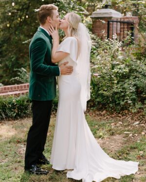 Shelby Wulfert Instagram - 1 week as Mrs. Adams 🥰 look at my cute husband y’all! 

We are so grateful to everyone who helped make our wedding a fairy tale dream ✨💛

Photographer: @natalienicolephoto 
Venue: @chateauhiddenwood 
Wedding Planner: @chapelofm 
Catering: @brightboxfoods 
Hair: @meghanmcnameebeautydtx 
Make Up: @ashleymariedoesmakeup
Dress: @bhldn @jennyyoonyc
