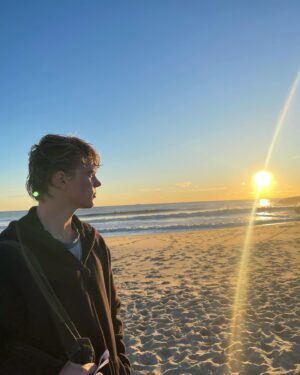 Shelby Simmons Instagram - Beach day, ft the album cover of Corey and Jack’s new band. What would the name of their band be?