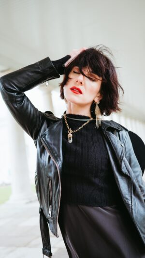 Shenae Grimes-Beech Instagram - A simple but elevated “posh punk” moment with a hint of Mortician Addams thrown in for good measure!

This brass and crystal jewelry set is 🤩 and this silk dress and sweater actually come as a set but are beautiful pieces to style independently as well. I love a versatile wardrobe addition!

Comment OUTFIT and I’ll DM you all the links or head to My LTK Shop (linked in my bio!)