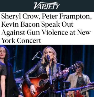 Sheryl Crow Instagram - This was an incredible night. I will never not show up for those who suffered the Sandy Hook tragedy at the hands of gun violence. It is hard to believe we are still fighting for sensible gun legislation, but this evening was about music and about celebrating how healing music can be.

Today marks 11 years since the Sandy Hook Elementary School tragedy. We #HonorWithAction. 

@sandyhookpromise #neverforget #protectourkids #endgunviolence