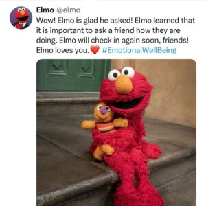 Sheryl Crow Instagram - I get sad, too, Elmo. But you are never ever alone. ❤️

(This song, “You Can’t Change The Weather” is coming 3/29 on “Evolution”. Seemed too perfect for this conversation not to share a snippet!) #mentalhealth #emotionalwellbeing
