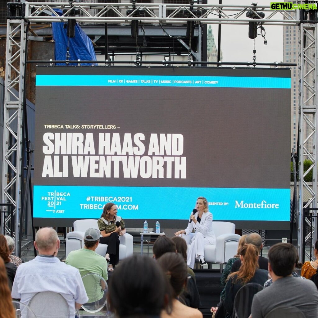 Shira Haas Instagram - I had the best time talking with the amazing @therealaliwentworth at the “Tribeca Talks: Storytellers conversation.” Thank you for having me and for an interesting conversation about filmmaking, acting, empathy and collages. 😉🙏🏻❤️ @tribeca @miumiu