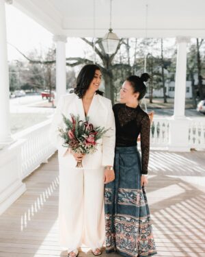 Shirley Chung Instagram - I was lucky to be at my Italian sister Silvia’s wedding last Sunday!! ❤️Thank you for having us for your wedding ❤️ @chefsilviabarban and @marisarose90 !! Can’t believe you pull this off in just 10 days 💍💍 So much love 💕 So much Fun!! I was Italian for a day 😆 !! I also got permission to post these pictures 💁🏻‍♀️✌️ Cheers to our newly weds! Can’t wait to go to your big Italian Wedding!! #sliviaandmarisa #weddingpictures #italian #american #cheffriends #马面裙 #brideandbride @lilyszabophoto 📸 @soursopflowerfarm 💐🥬