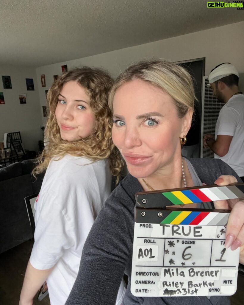 Shirly Brener Instagram - and just like that @milabrenerofficial is on her 9th!!! directing project “TRUE” 😱❤️🎬🎬 I was pulled into set to play her lead actor’s mom, after a last min script change !! so insanely proud of this non stop hardworking kid who is relentless in her pursuit !! a true artist and just a wonderful,, kind, easy to work with human!! keep your eyes peeled as this summer she has her most high profile project yet as a dir releasing 💥 …. stay tuned ⚡️🎥🎶