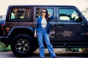 Shivani Tomar Instagram - Denim Days… 💙 

@tomarvikas15 
@shootwithvikas 
@shivanitomar9 

##denim #jeans #fashion #style #ootd #denimjacket #vintage #levis #outfit #love #denimstyle #
#thar #jeep #heavymachines