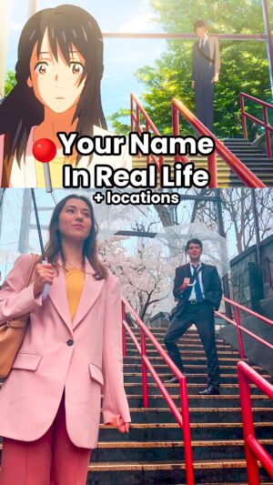 Shizuka Anderson Instagram - I am no longer keeping these locations to myself…📍 Share this list with someone who MUST take you 😤
1)  Café: Salon de Thé ROND☕️ (2F) National Art Center in Roppongi 
2)  Cafe La Boheme Shinjuku☕️
3)  Sendagaya Station 🚉 – where Mitsuha runs from
4)  Shinjuku Station 🚉 – where Taki runs from
5)  Near Suga Shrine ⛩️– the neighborhood surrounding Suga Shrine
6)  Suga Shrine Stairs ⛩️– located close to Yotsuya Station at the Suga Jinja
Save these locations for later! 📌 

big thanks @japanbyfood for this experience, and to @xshizzyx for being an amazing Mitsuha ⛩️
🎥@thejojikurosawa 

#tokyo #japan #anime #animeirl #animeinreallife #kiminonawa #yourname #makotoshinkai #japanese #japanesestyle #japantravel #japantrip #japanlife #japanculture #japanbyfood #visitjapan #japon #nippon