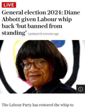 Shola Mos-Shogbamimu Instagram - If Diane Abbott was a White Jewish Woman @keirstarmer would NEVER treat her this way. But she’s Black. The Zionist Labour party wants her out. This is how you repay the 1st Black British Female MP after decades of inspiring service. The disrespectful, disgraceful & dehumanising treatment of Diane Abbott by @uklabour is unequivocally, undeniably racist & viciously misogynoir. Starmer only restored the whip because of public outcry but his plan was always to ban her. 

Keir Starmer is a 2 faced lying double crossing political prostitute of the highest order.