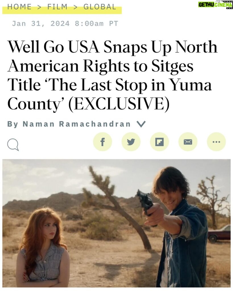 Sierra McCormick Instagram - Secondly, excited to tell you that @thelaststopinyumacounty has gotten picked up by @wellgousa for a theatrical release in North America later this year!! Couldn’t be happier with this news. I’m dazzled by and honored to be a part of this dream ensemble cast. Get ready to not only Yee, but also Haw 😤🤠