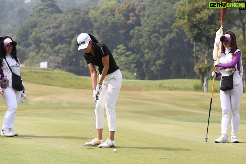 Sigi Wimala Instagram - Trying to look professional on the golf course, but secretly plotting our next hilarious putt fail at @gununggeulisgolfclub. Who needs a caddy when you've got a pro to help you read the greens. Had a ball (literally) at The Indonesia Pro-Am Presented by Combiphar & Nomura 2023. Awesome day!!! Thank you @obgolf
