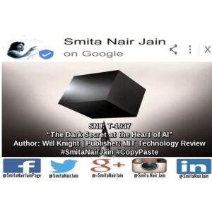 Smita Nair Jain Instagram - Smita Nair Jain on #Google 
SNJ: T-1937: “The Dark Secret at the Heart of AI” | Author: Will Knight | Publisher: MIT Technology Review | #SmitaNairJain #CopyPaste 
Last year, a strange self-driving car was released onto the quiet roads of Monmouth County, New Jersey. The experimental vehicle, developed by researchers at the chip maker Nvidia, didn’t look different from other autonomous cars, but it was unlike anything demonstrated by Google, Tesla, or General Motors, and it showed the rising power of artificial intelligence. The car didn’t follow …… TO READ THE FULL ARTICLE: https://goo.gl/posts/ys6kJ

#womenwhocode #womenintech #womenindigital #thoughtleaders #tedxtalks #tedxspeakers #tedxmotivationalspeakers #tedx #technologyfuturistkeynotespeakers #technology #tech #strategy #smitanairjain #motivationalspeakertedtalks #motivationalspeakers #motivationalspeakeronleadership #motivationalspeakerbusiness #mentor #leadership #keynotespeakers #informationtechnology #futuristtechnologyspeakers #futuristspeakers #futuristmotivationalspeakers #futuristkeynotespeakers #fintech #digitalfuturistspeakers 
Take A Minute To Follow Me On Social Media 
Facebook: https://www.facebook.com/SmitaNairJainPage/
Twitter: https://twitter.com/SmitaNairJain/
Instagram: https://www.instagram.com/smita.nair.jain/
LinkedIn: https://www.linkedin.com/in/smitanairjain/
Google : https://plus.google.com/ SmitaNairJain/