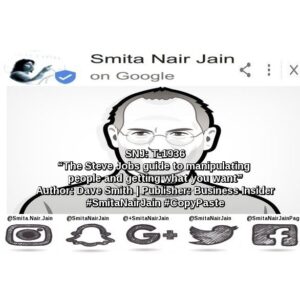 Smita Nair Jain Instagram - Smita Nair Jain on #Google 
SNJ: T-1936: “The Steve Jobs guide to manipulating people and getting what you want” | Author: Dave Smith | Publisher: Business Insider | #SmitaNairJain #CopyPaste 
Steve Jobs died five years ago today, at the age of 56.Jobs launched two of the most valuable and creative companies in modern times with Apple and Pixar – but he didn’t reach those heights by following the rules all the time. 
Jobs faced many obstacles to get Apple and Pixar off the ground. But he had a unique way of crafting his own reality, a ……………… TO READ THE FULL ARTICLE: https://goo.gl/posts/zkMi4

#womenwhocode #womenintech #womenindigital #thoughtleaders #tedxtalks #tedxspeakers #tedxmotivationalspeakers #tedx #technologyfuturistkeynotespeakers #technology #tech #strategy #smitanairjain #motivationalspeakertedtalks #motivationalspeakers #motivationalspeakeronleadership #motivationalspeakerbusiness #mentor #leadership #keynotespeakers #informationtechnology #futuristtechnologyspeakers #futuristspeakers #futuristmotivationalspeakers #futuristkeynotespeakers #fintech #digitalfuturistspeakers 
Take A Minute To Follow Me On Social Media
Facebook: https://www.facebook.com/SmitaNairJainPage/
Twitter: https://twitter.com/SmitaNairJain/
Instagram: https://www.instagram.com/smita.nair.jain/
LinkedIn: https://www.linkedin.com/in/smitanairjain/
Google : https://plus.google.com/ SmitaNairJain/